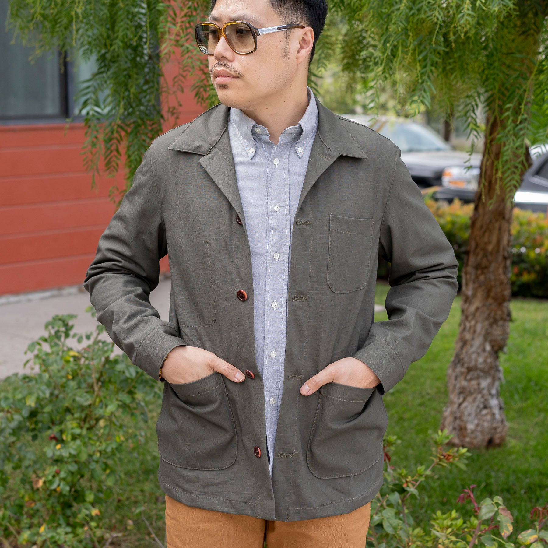 Doyle Jacket in Olive Military-Spec Cotton Ripstop Sz 38