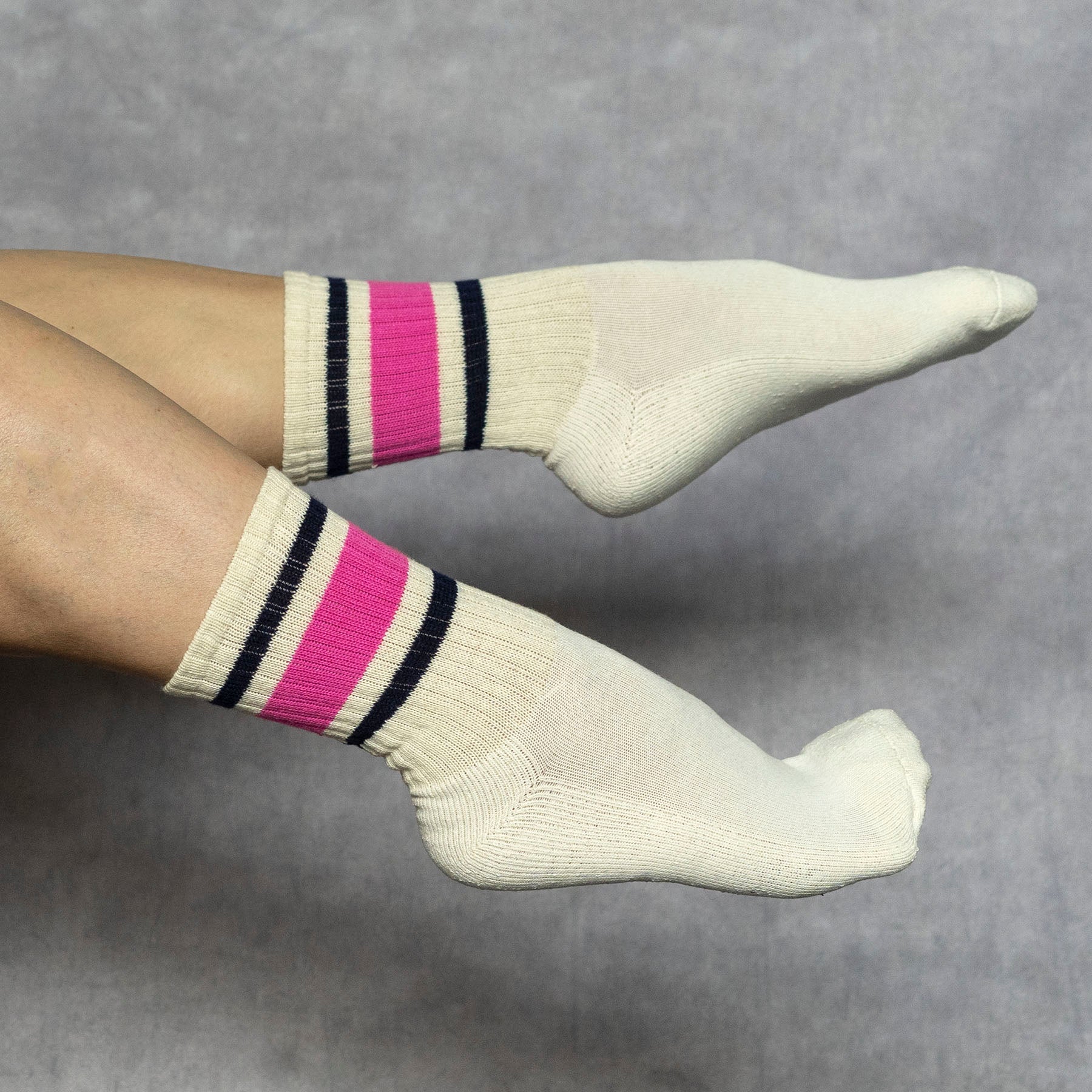 Retro Stripe Sock Neon Pink & Navy